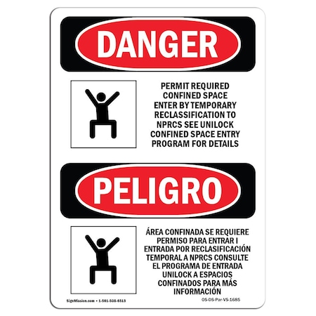 OSHA Danger, Permit Required Confined Space Bilingual, 24in X 18in Aluminum